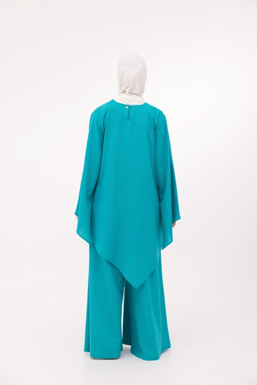 Ensemble Cataleya en lin turquoise