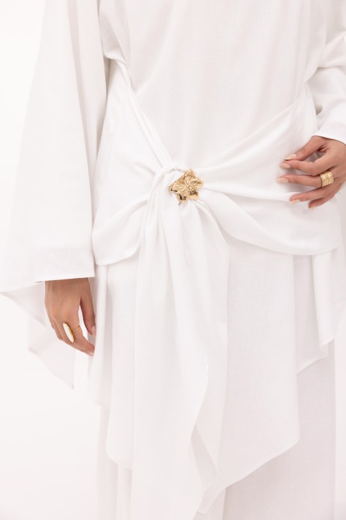 Ensemble Cataleya en lin blanc