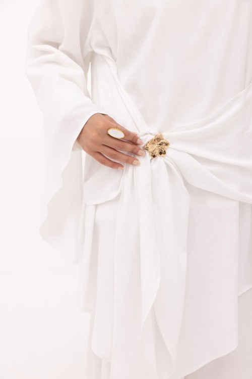 Ensemble Cataleya en lin blanc