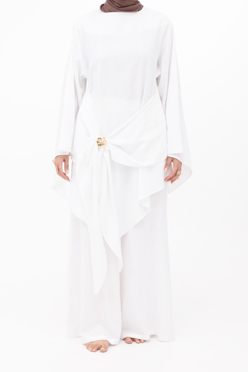 Ensemble Cataleya en lin blanc