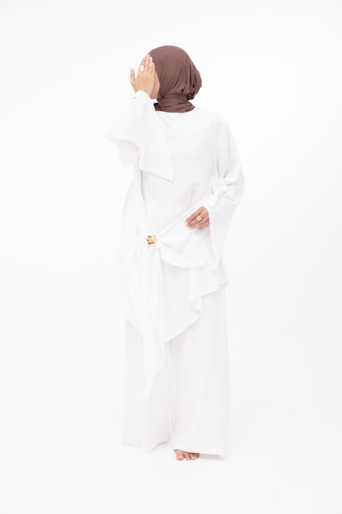 Ensemble Cataleya en lin blanc