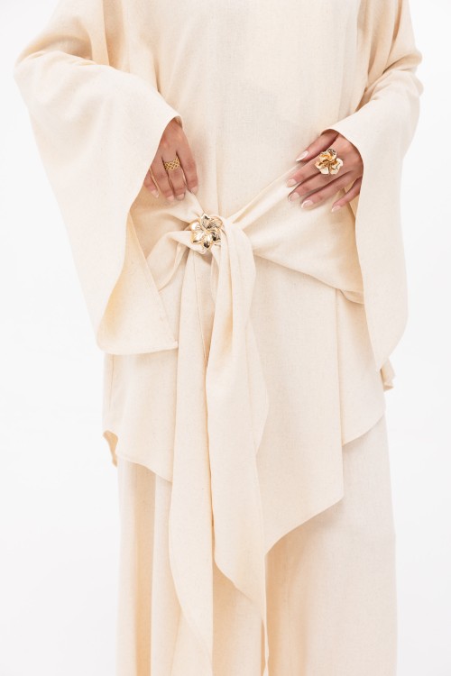 Ensemble Cataleya en lin beige chiné