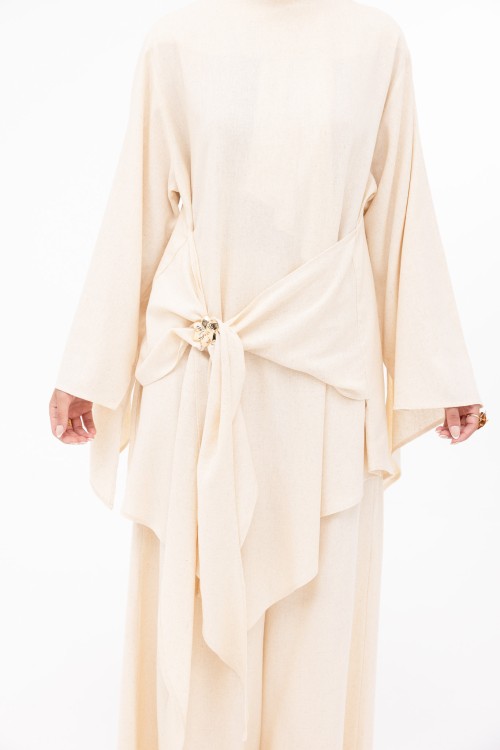 Ensemble Cataleya en lin beige chiné