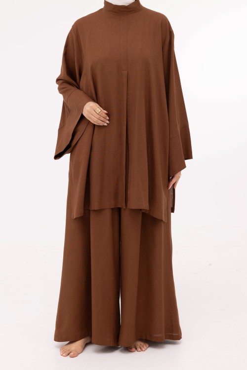 Ensemble Eleana en lin marron