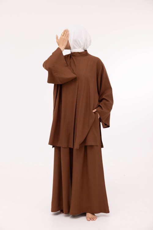 Ensemble Eleana en lin marron