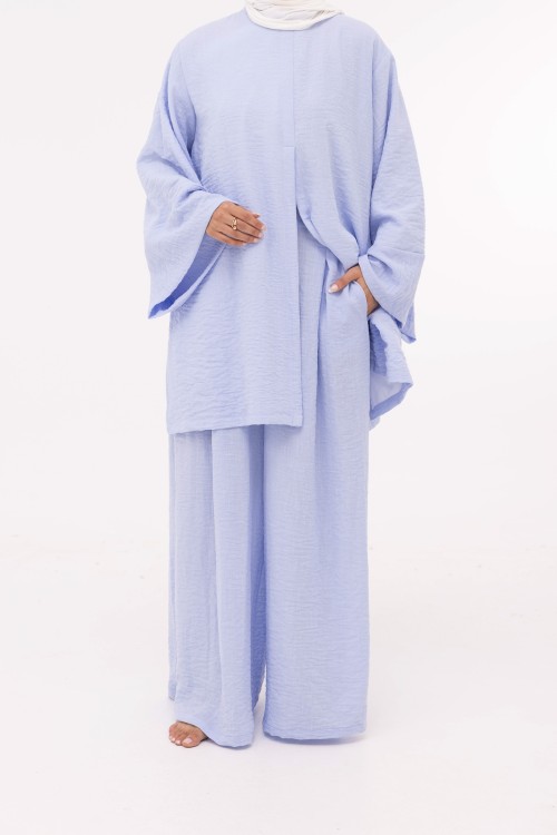 Ensemble Eleana en lin bleu bébé