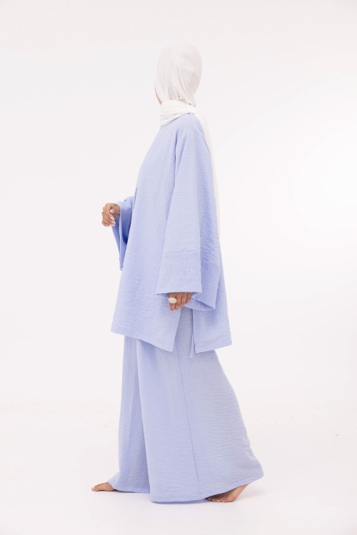 Ensemble Eleana en lin bleu bébé