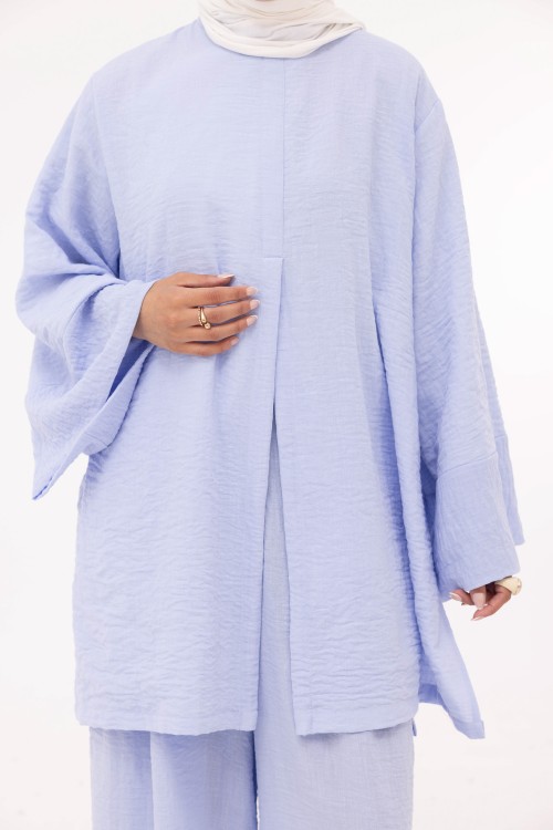 Ensemble Eleana en lin bleu bébé