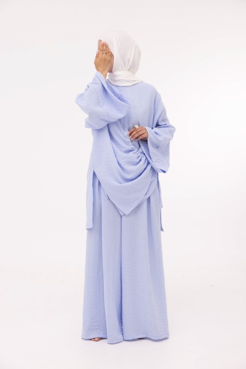 Ensemble Eleana en lin bleu bébé