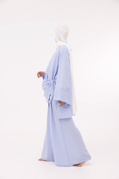 Ensemble Eleana en lin bleu bébé