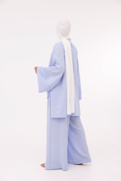 Ensemble Eleana en lin bleu bébé