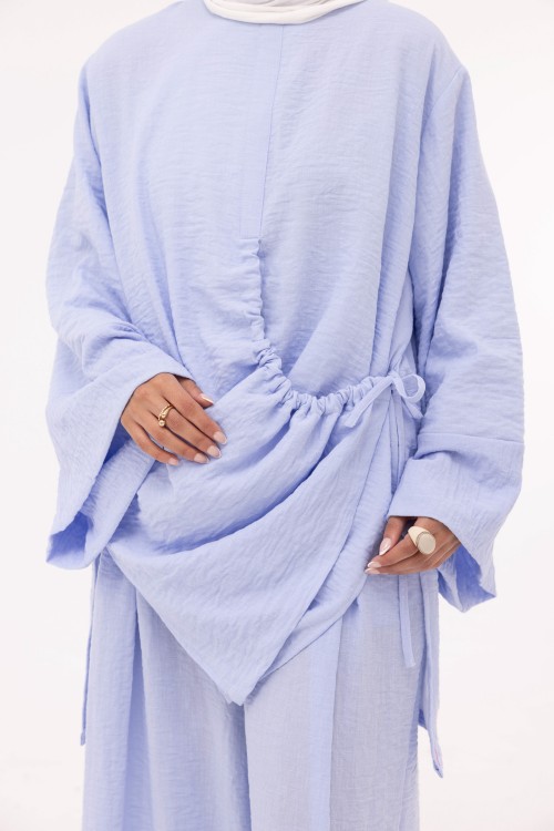 Ensemble Eleana en lin bleu bébé