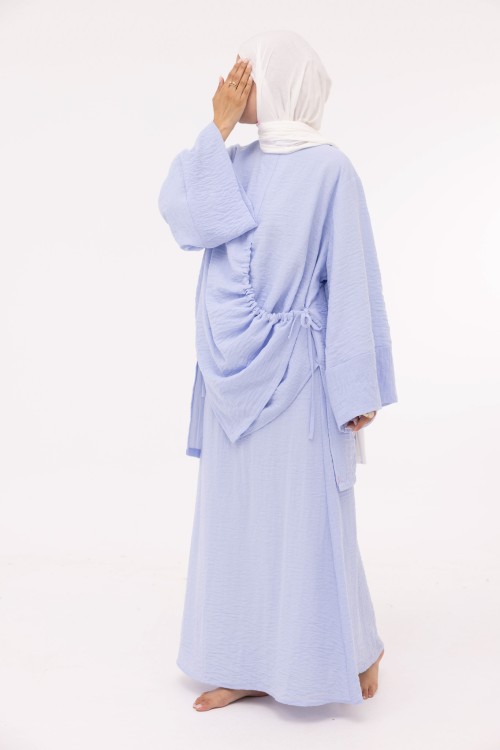 Ensemble Eleana en lin bleu bébé