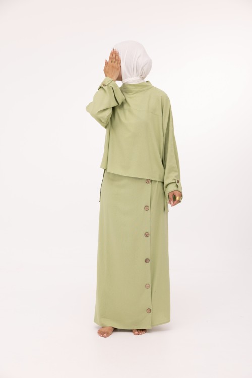 Ensemble Anabelle en lin vert