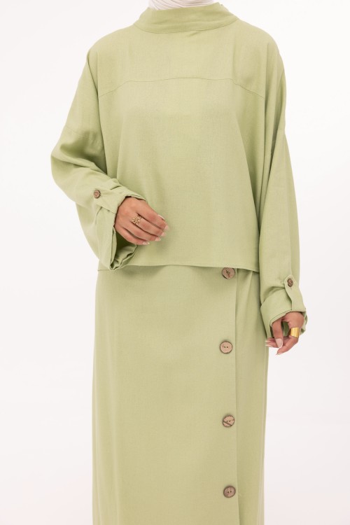 Ensemble Anabelle en lin vert