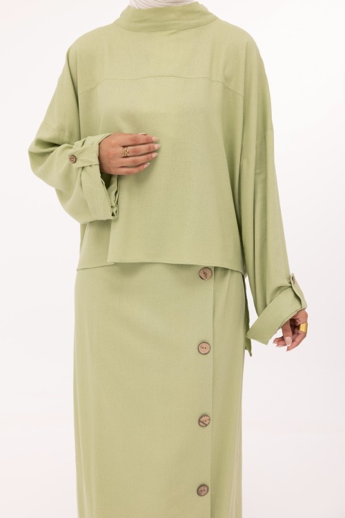 Ensemble Anabelle en lin vert