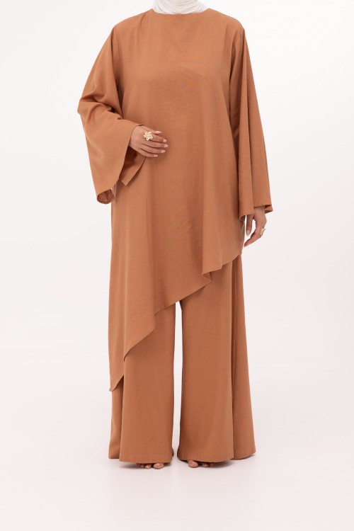 Ensemble Maeva en lin noisette