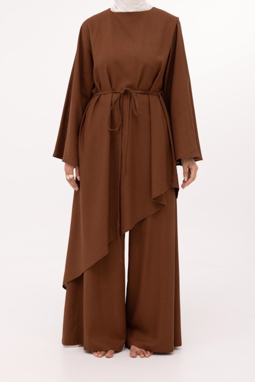 Ensemble Maeva en lin marron