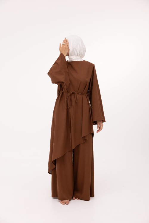 Ensemble Maeva en lin marron