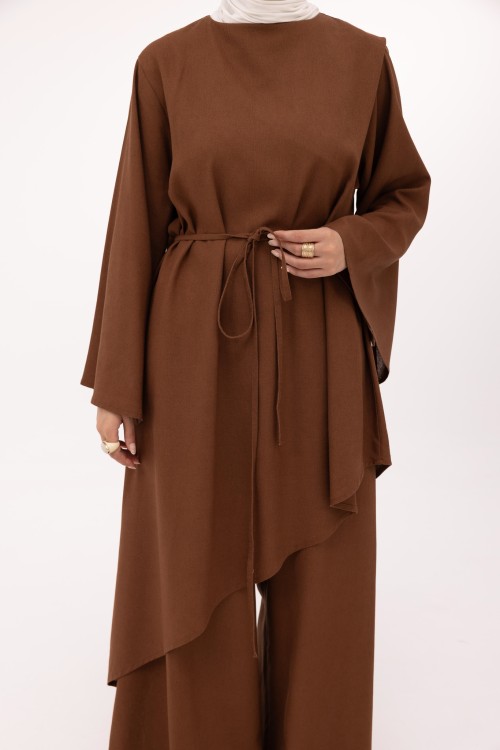 Ensemble Maeva en lin marron