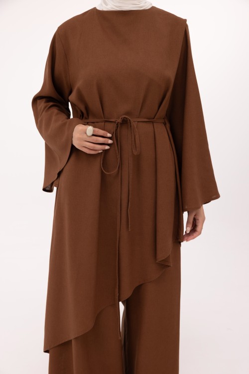 Ensemble Maeva en lin marron