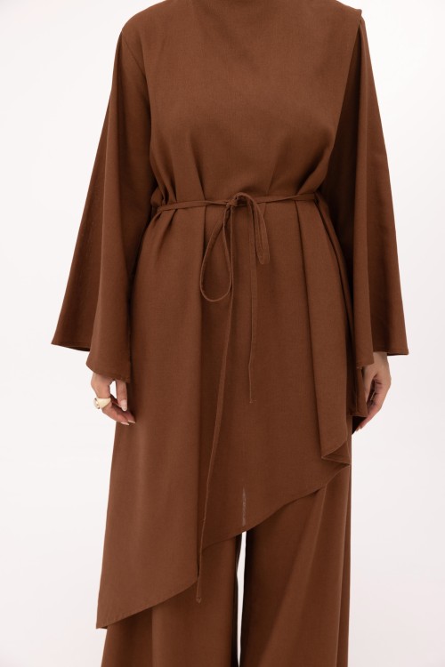Ensemble Maeva en lin marron