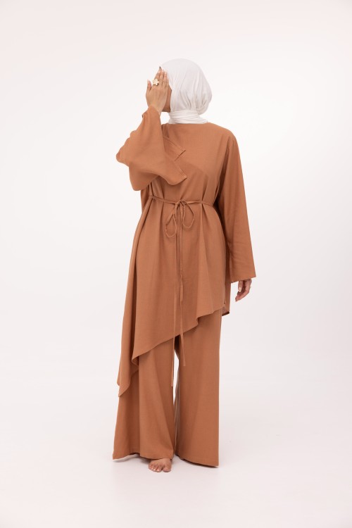 Ensemble Maeva en lin noisette