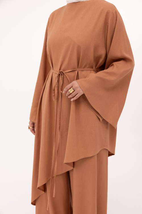 Ensemble Maeva en lin noisette