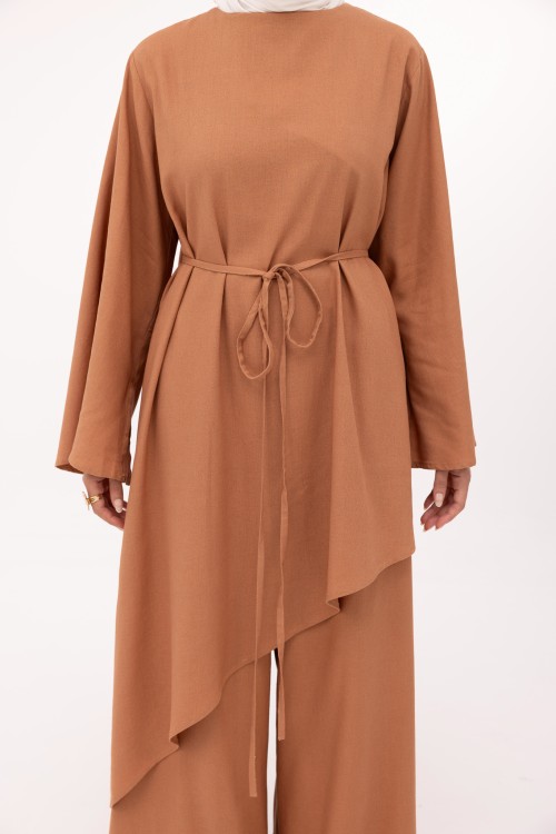 Ensemble Maeva en lin noisette