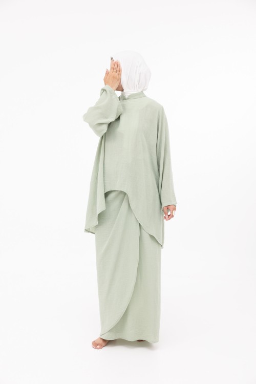 Ensemble Fanny en lin vert