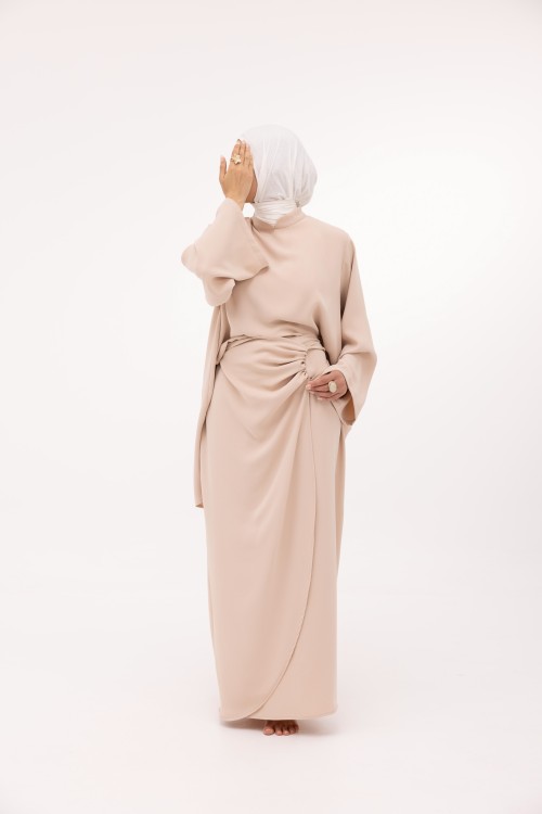 Ensemble Fanny en lin beige rosée