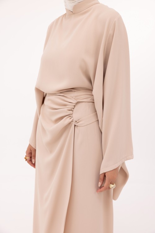 Ensemble Fanny en lin beige rosée
