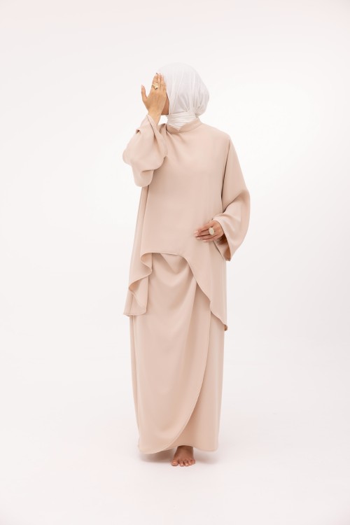 Ensemble Fanny en lin beige rosée