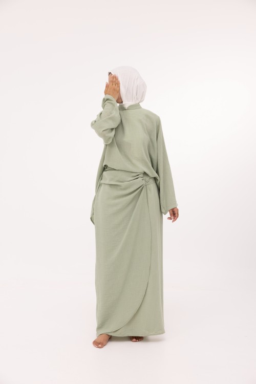 Ensemble Fanny en lin vert