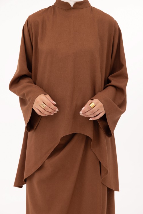 Ensemble Fanny en lin marron