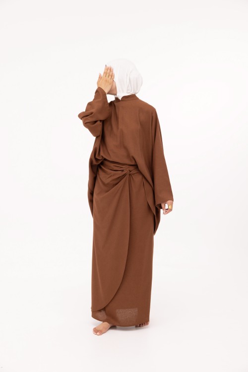 Ensemble Fanny en lin marron