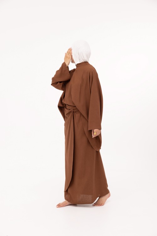 Ensemble Fanny en lin marron