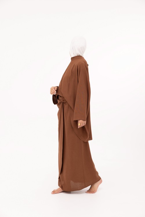Ensemble Fanny en lin marron