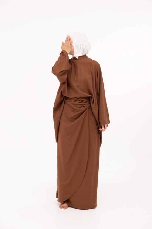 Ensemble Fanny en lin marron