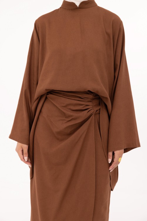 Ensemble Fanny en lin marron