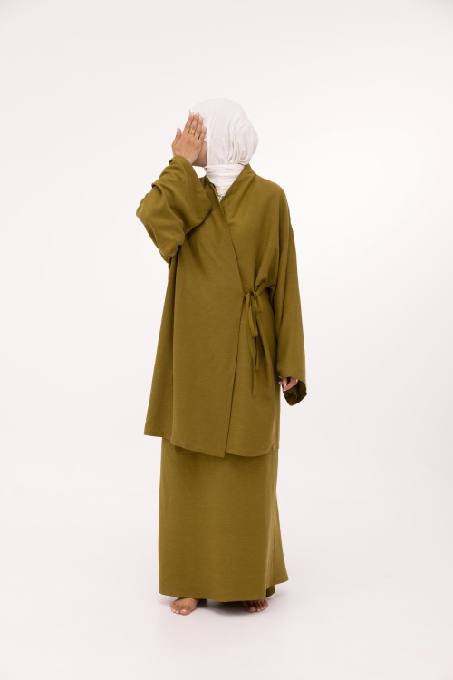 Ensemble Lary en lin olive