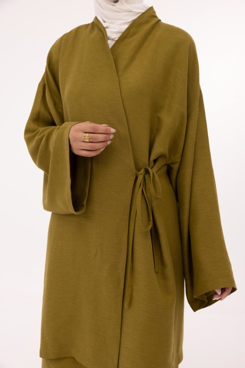 Ensemble Lary en lin olive