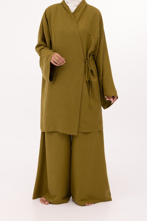 Ensemble Lary en lin olive