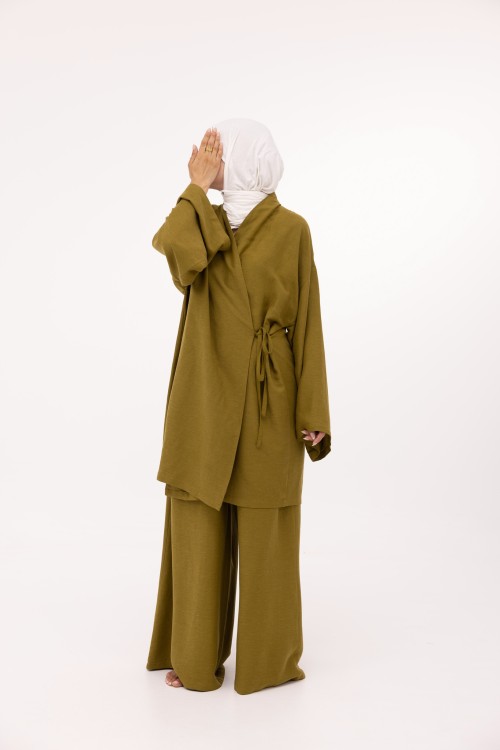 Ensemble Lary en lin olive