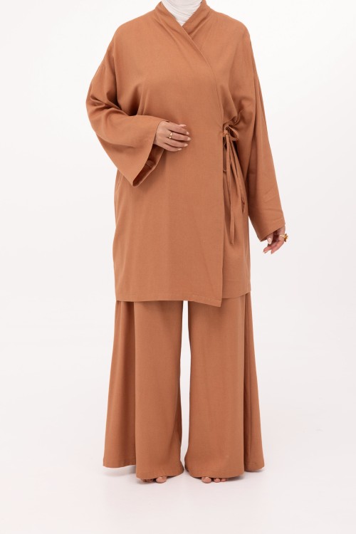 Ensemble Lary en lin noisette