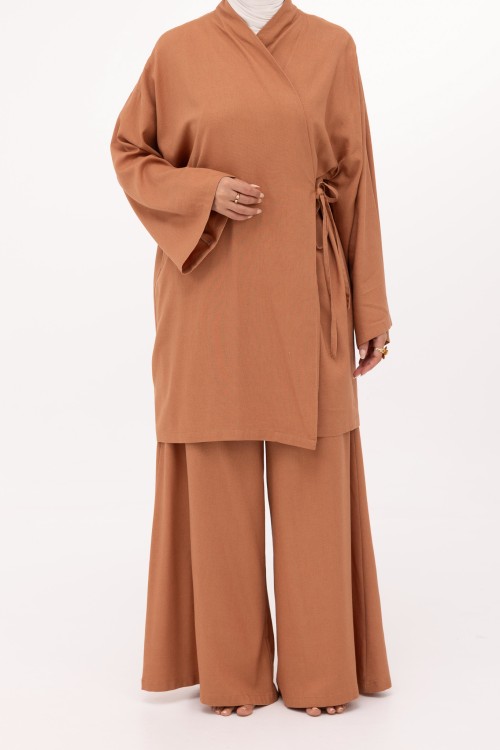 Ensemble Lary en lin noisette