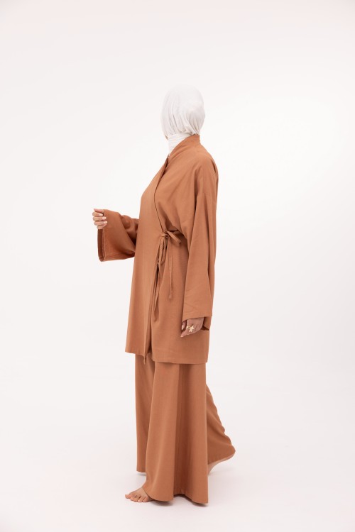 Ensemble Lary en lin noisette