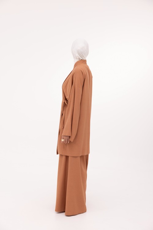 Ensemble Lary en lin noisette