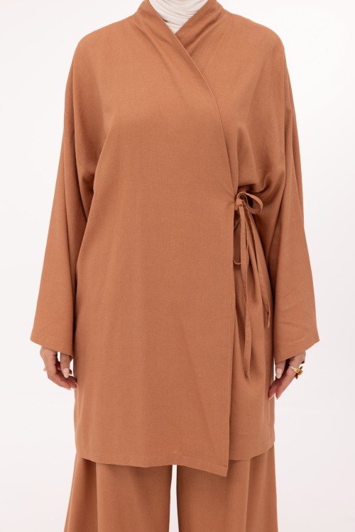 Ensemble Lary en lin noisette