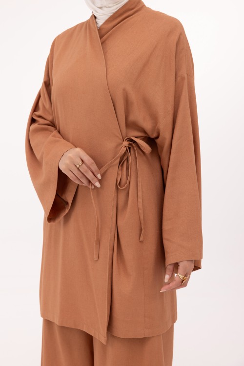 Ensemble Lary en lin noisette